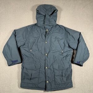 Vintage LL Bean Jacket Mens Large Blue Snow Parka Full Zip Hooded Goretex USA